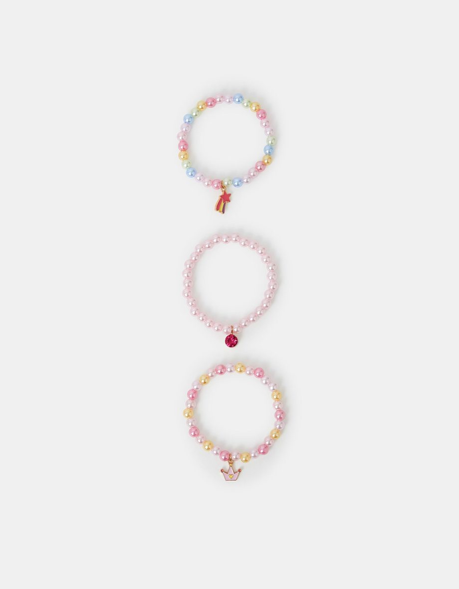 3-PACK GIRLS PRINCESS CHARM BEAD BRACELETS
