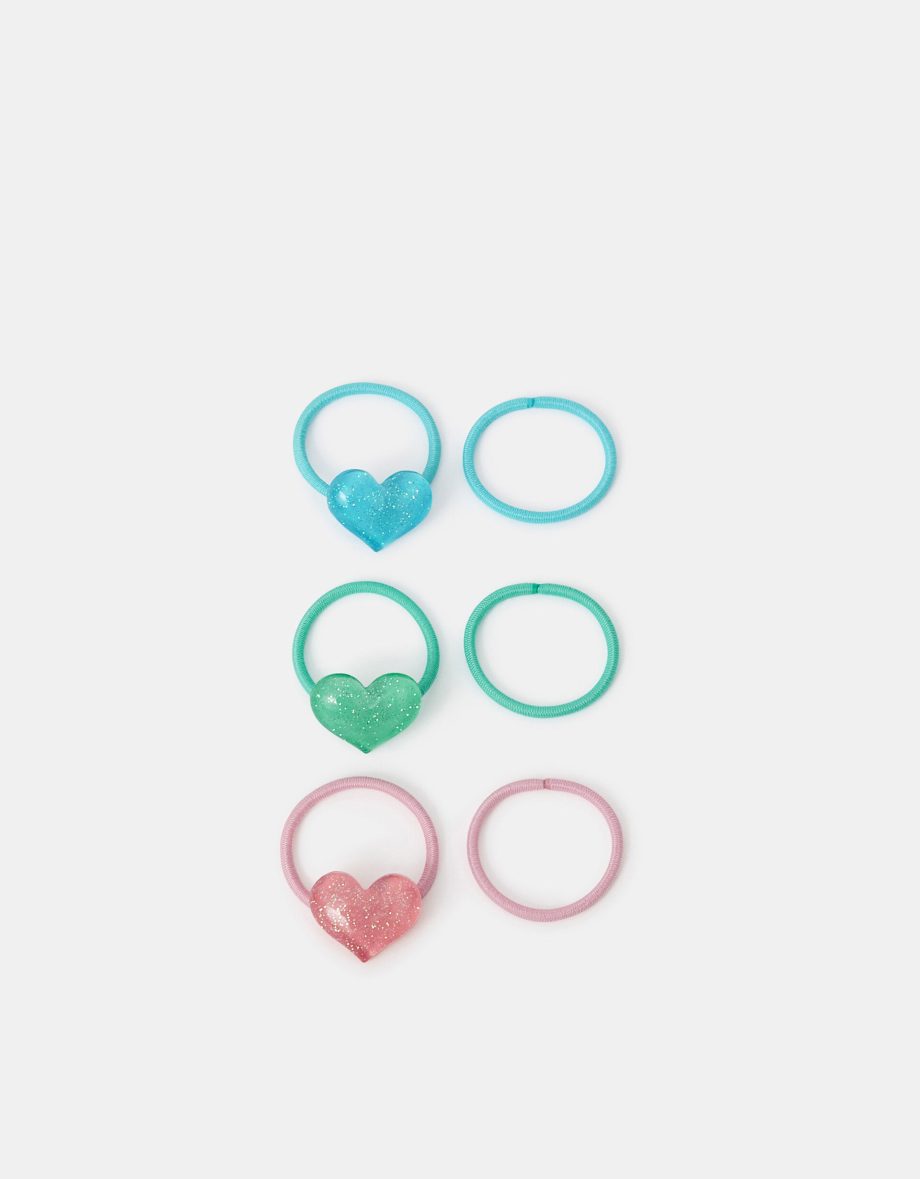 6-PACK GIRLS GLITTER HEART HAIR BANDS