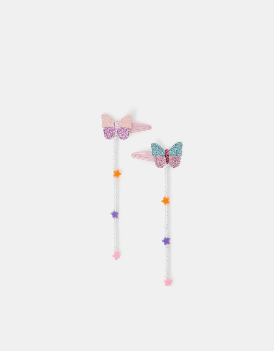2-PACK GIRLS BUTTERFLY DANGLY HAIR CLIPS