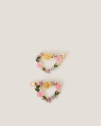2-pack floral heart hair clips