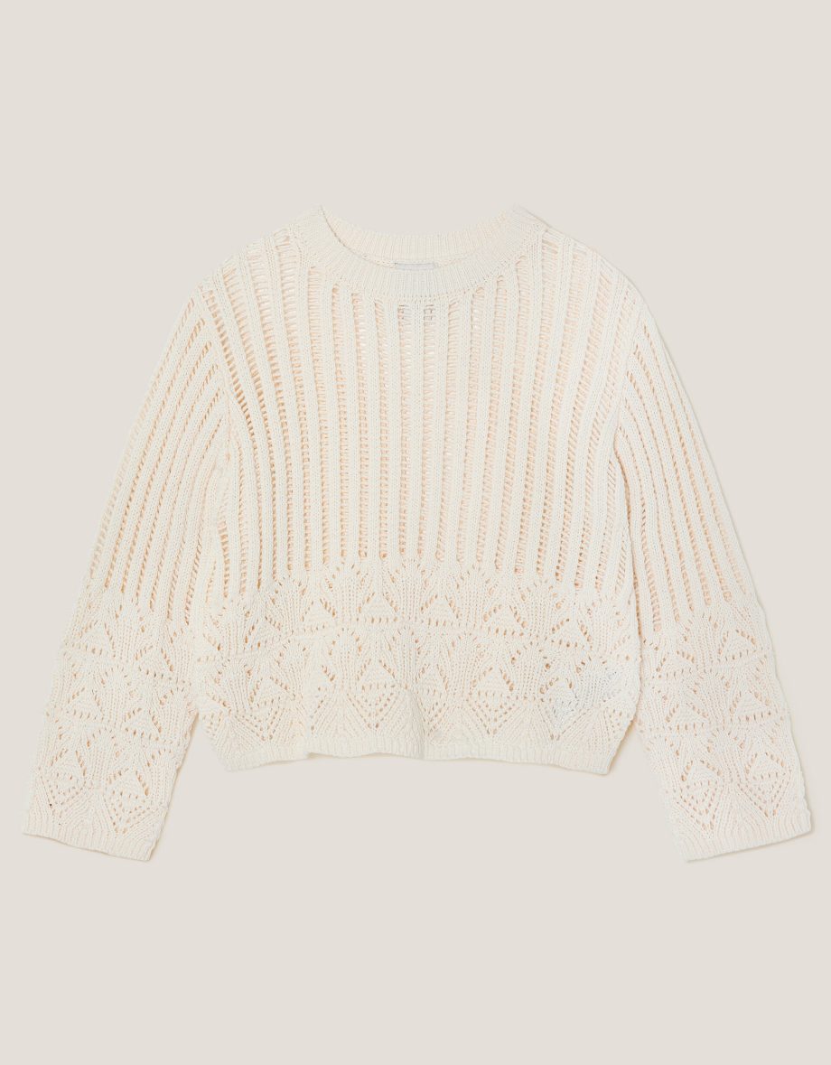 Cropped knit jumper ivory