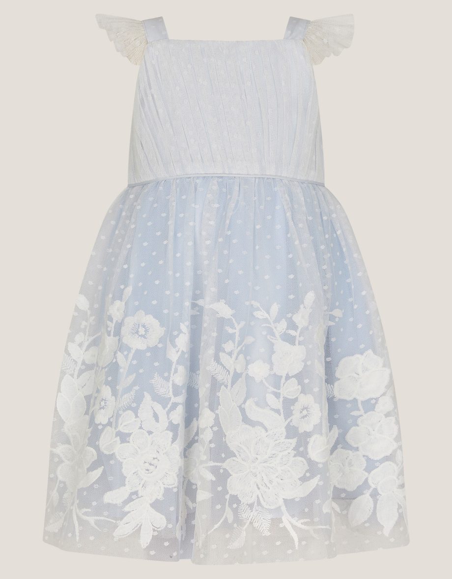 Baby abigail embroidered party dress blue
