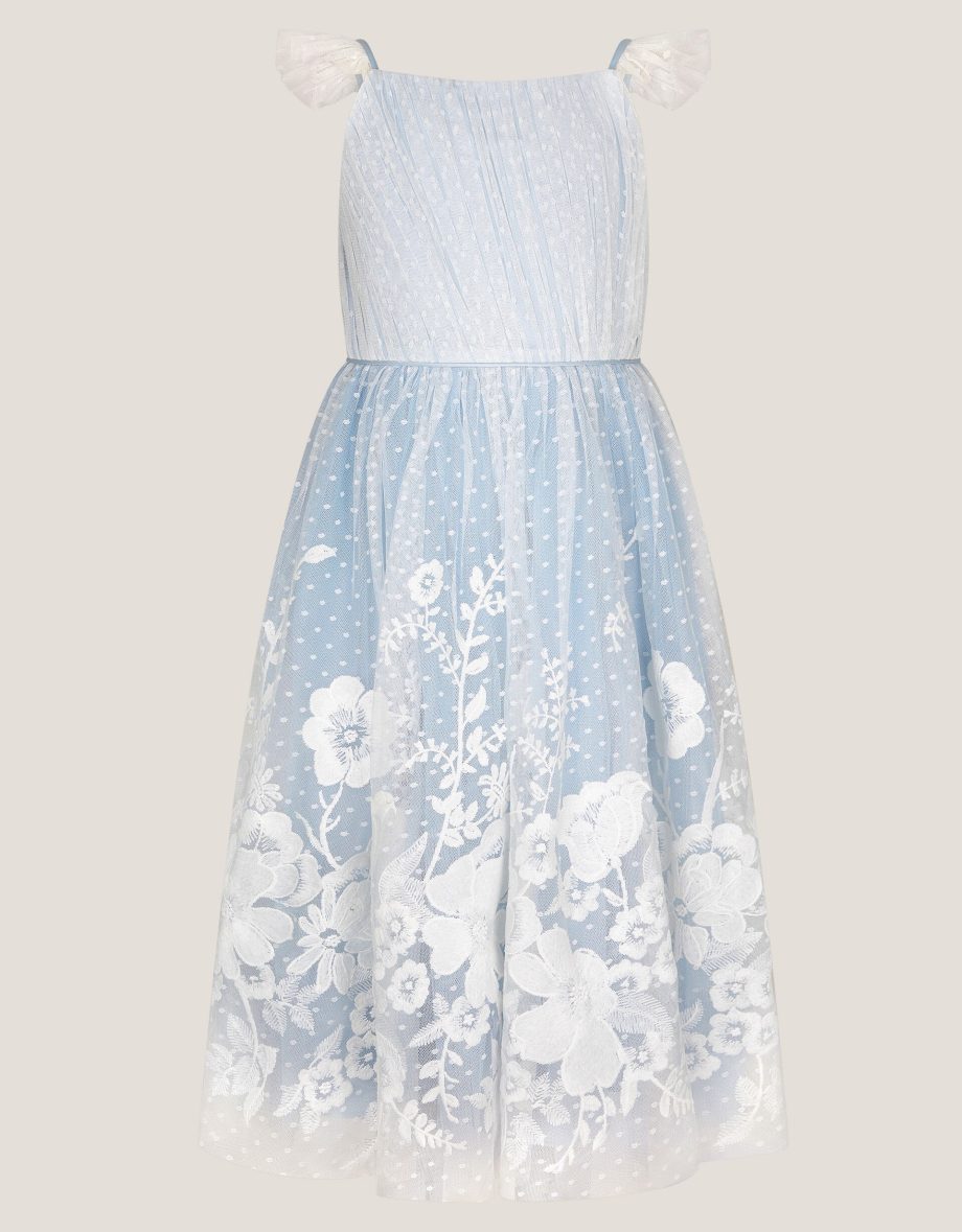 Abigail floral embroidered dress blue