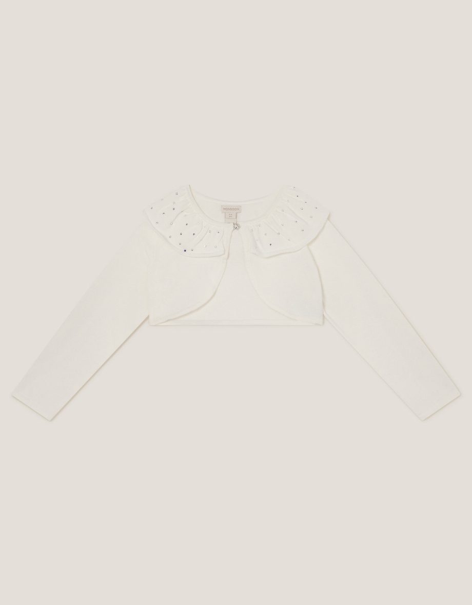 Oversized diamante collar cardigan ivory