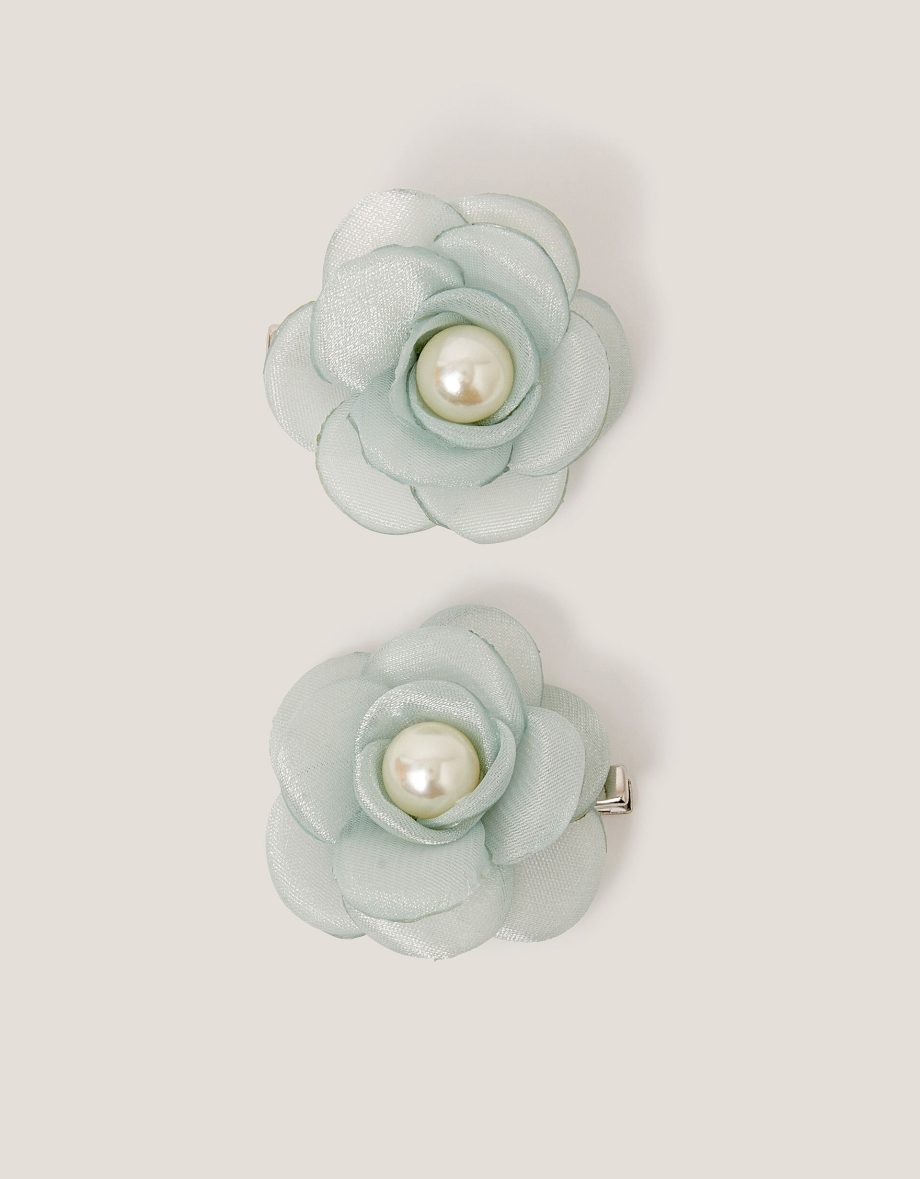 2-Pack Flower Girl Hair Clips Green