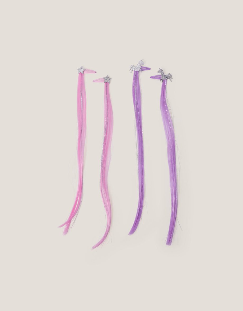 4-pack unicorn faux hair clips