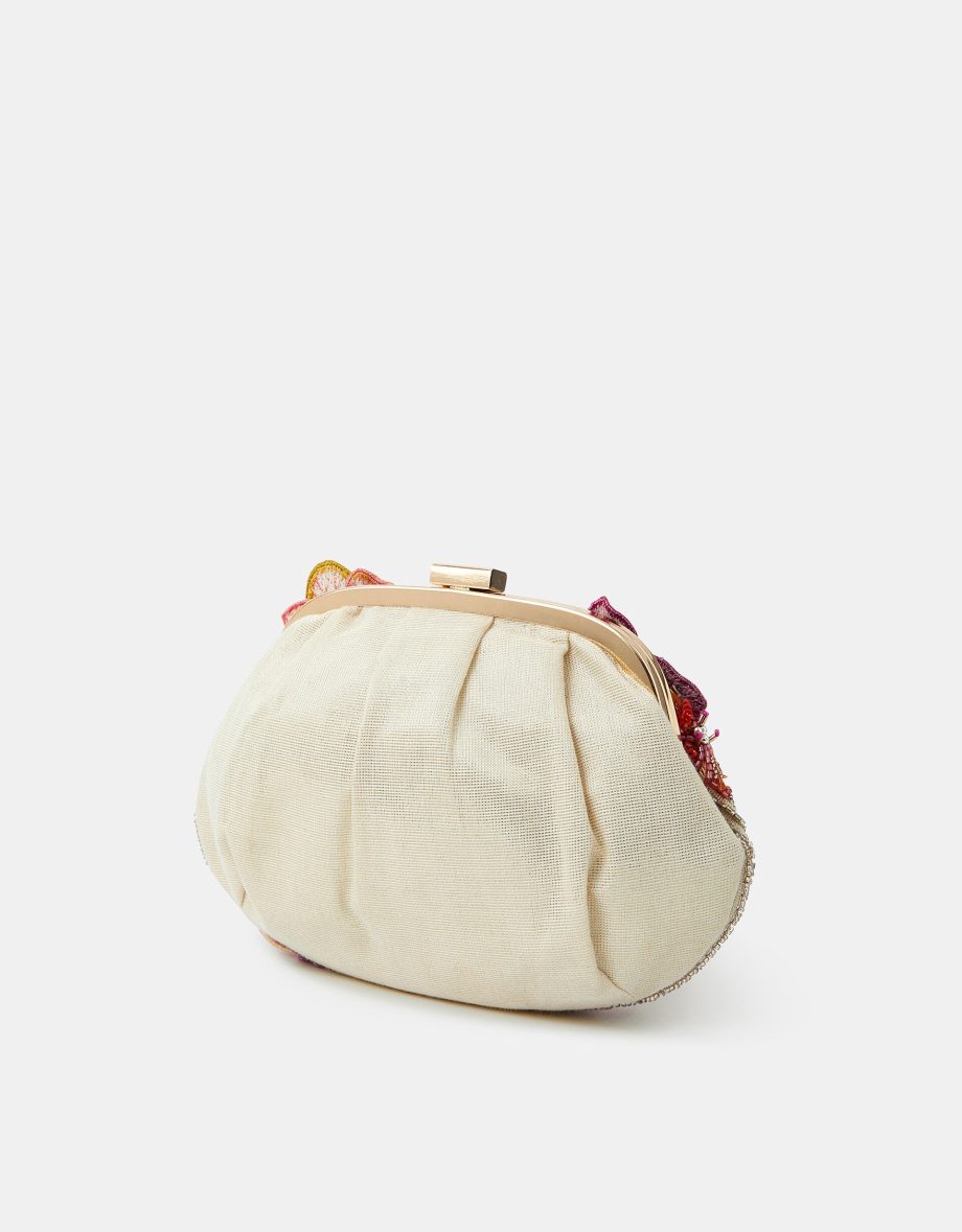 3D FLOWER EMBELLISHED CLUTCH BAG