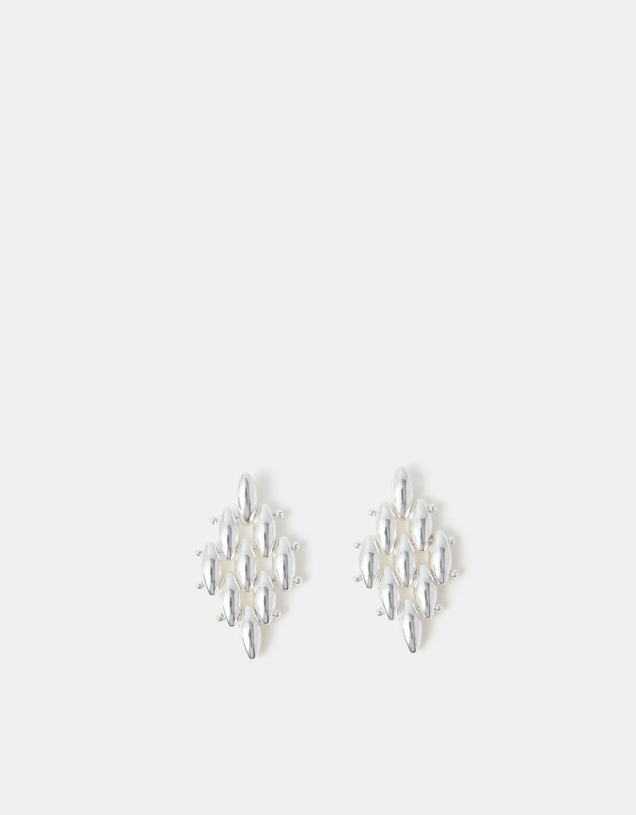 STERLING SILVER-PLATED DIAMOND DROP EARRINGS