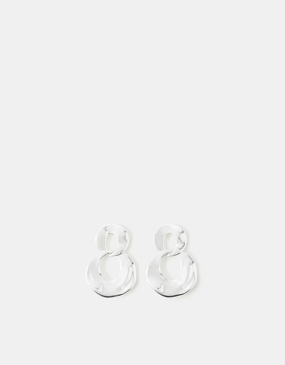 STERLING SILVER-PLATED MOLTEN HOOP DROP EARRINGS