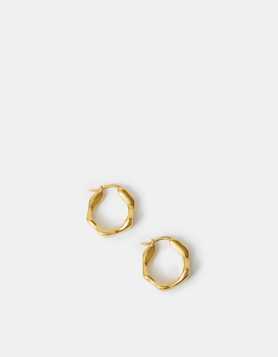 14CT GOLD-PLATED MOLTEN HOOP EARRINGS