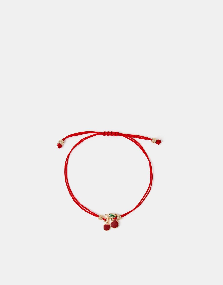 CHERRY CHARM CORD BRACELET