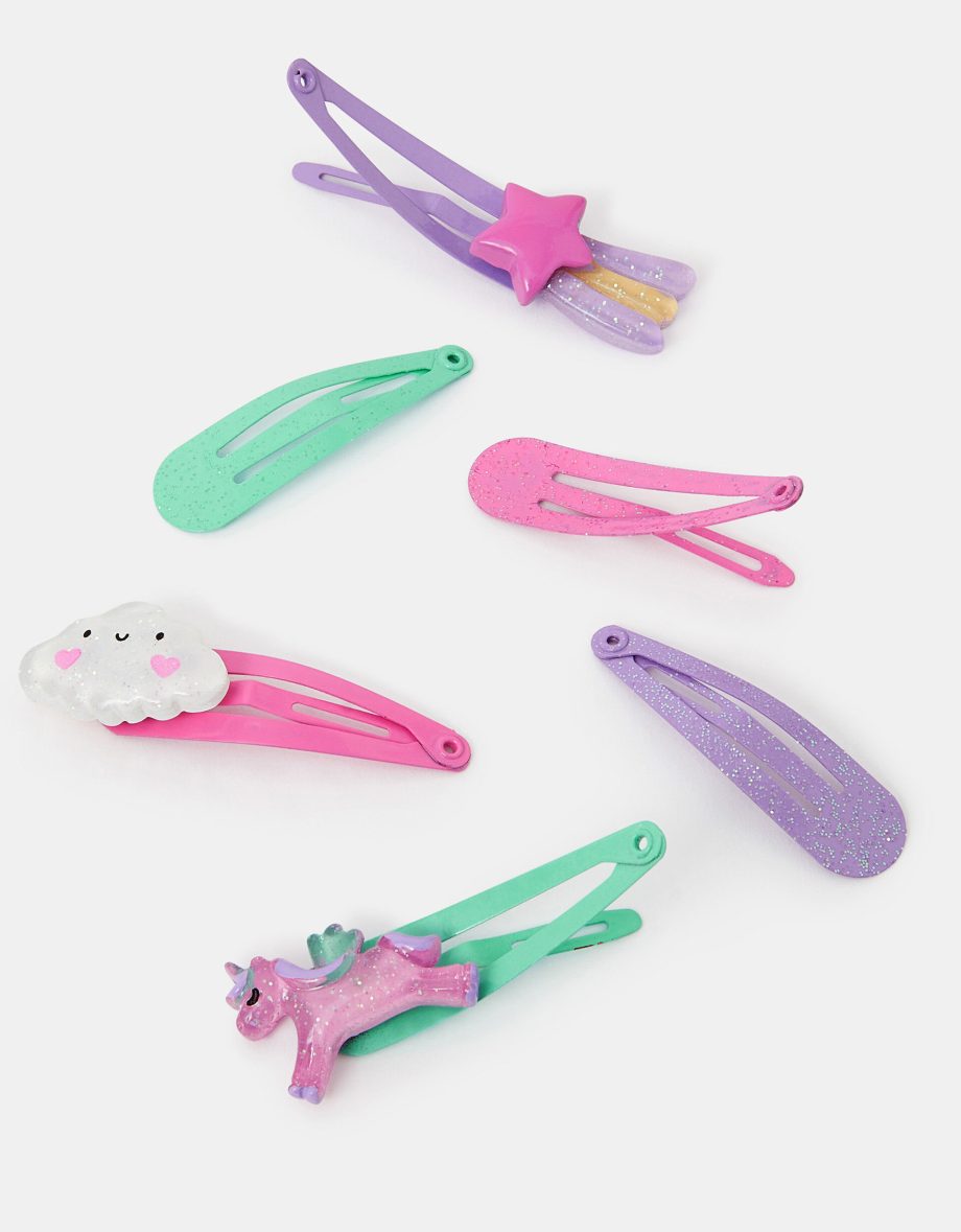 6-PACK GIRLS UNICORN HAIR CLIPS