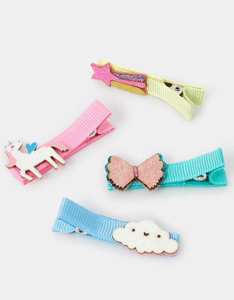 4-PACK GIRLS UNICORN SALON HAIR CLIPS
