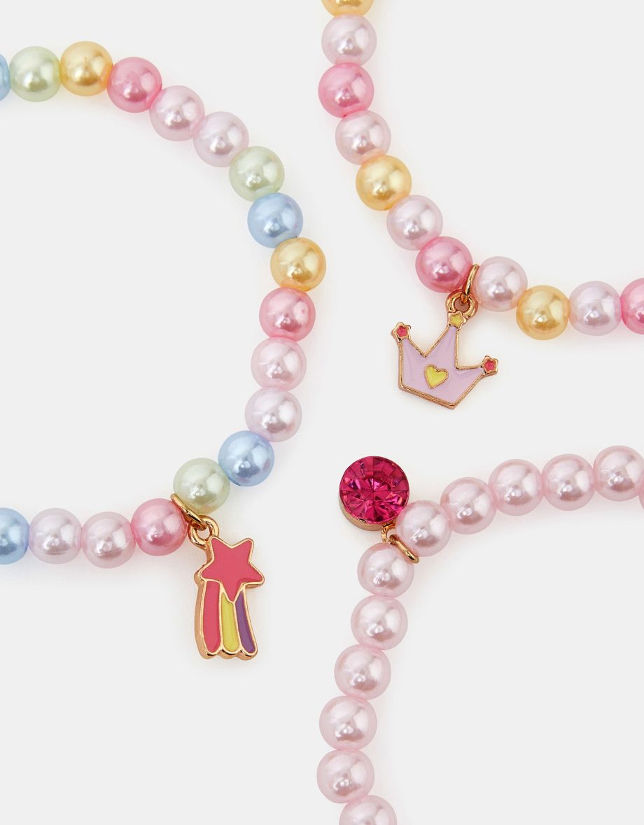 3-PACK GIRLS PRINCESS CHARM BEAD BRACELETS