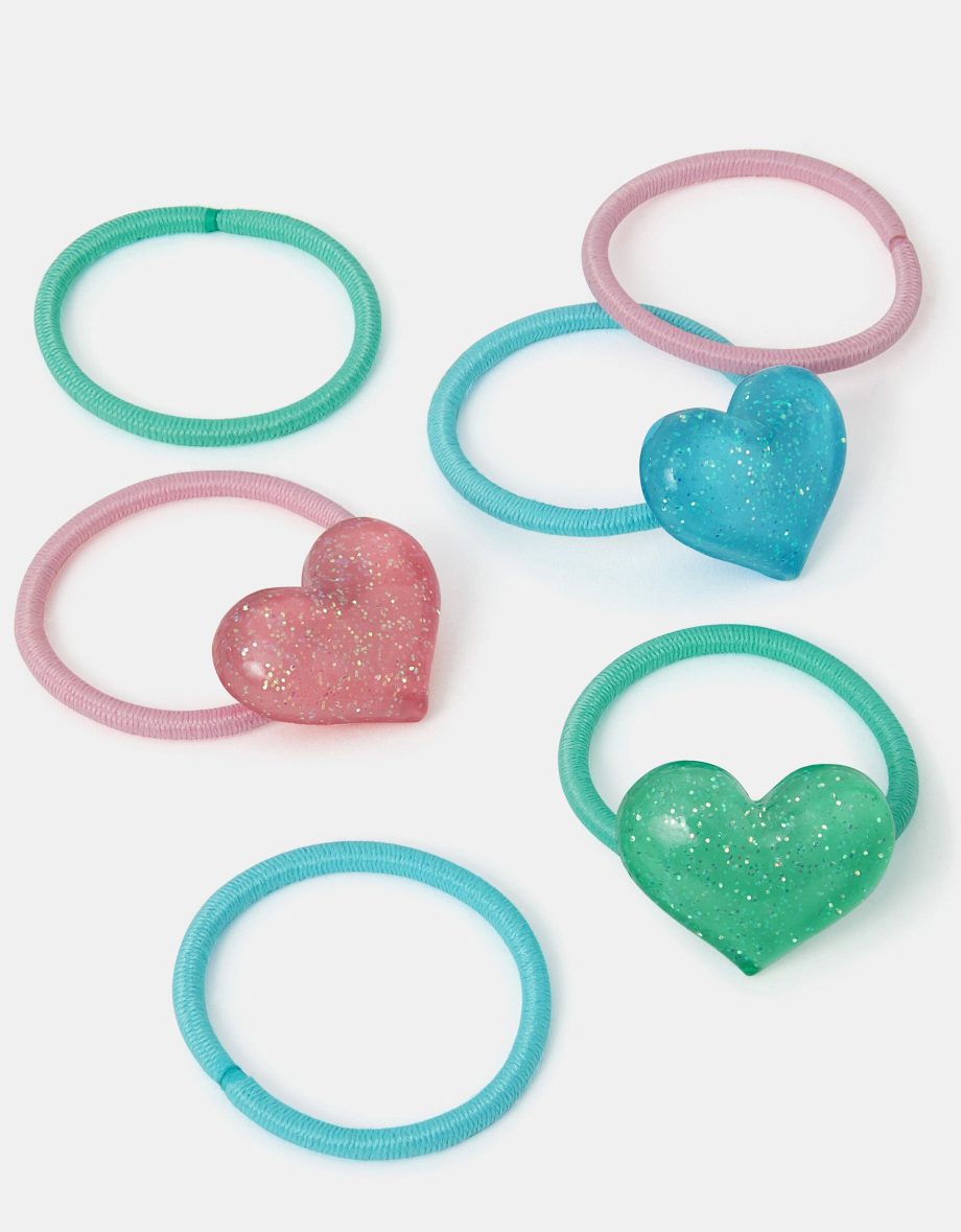 6-PACK GIRLS GLITTER HEART HAIR BANDS