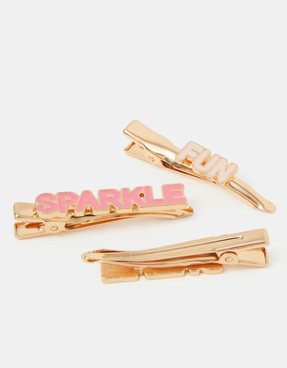3-PACK GIRLS SLOGAN HAIR SLIDES