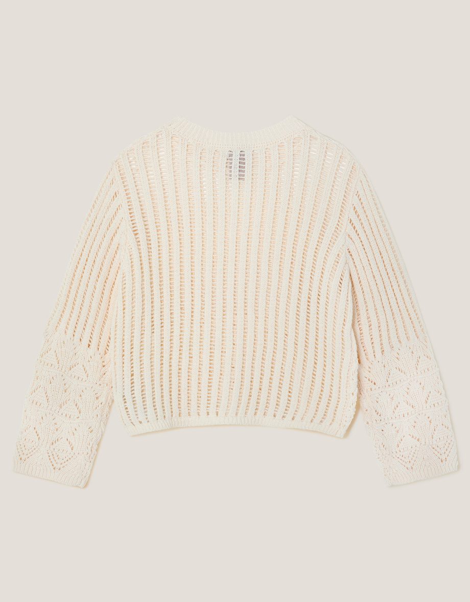 Cropped knit jumper ivory