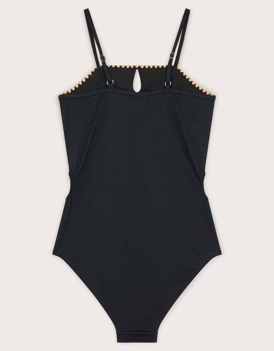 Texture Cut-Out Swimsuit Black