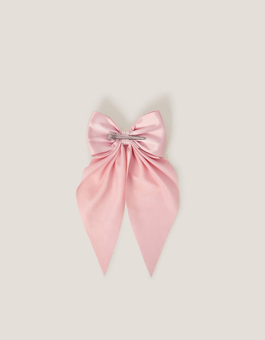 Satin Bow Bridesmaid Hair Clip Pink
