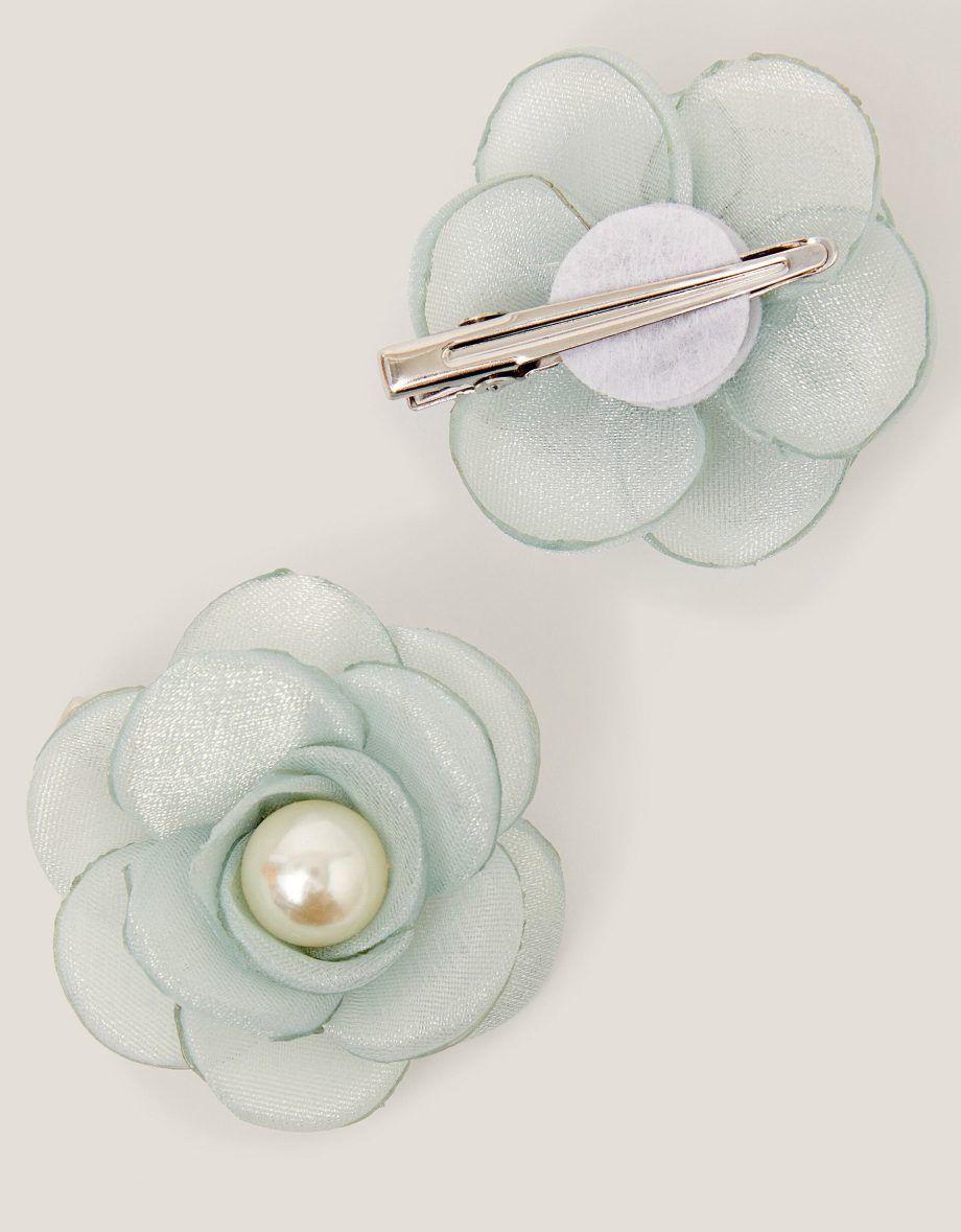 2-Pack Flower Girl Hair Clips Green