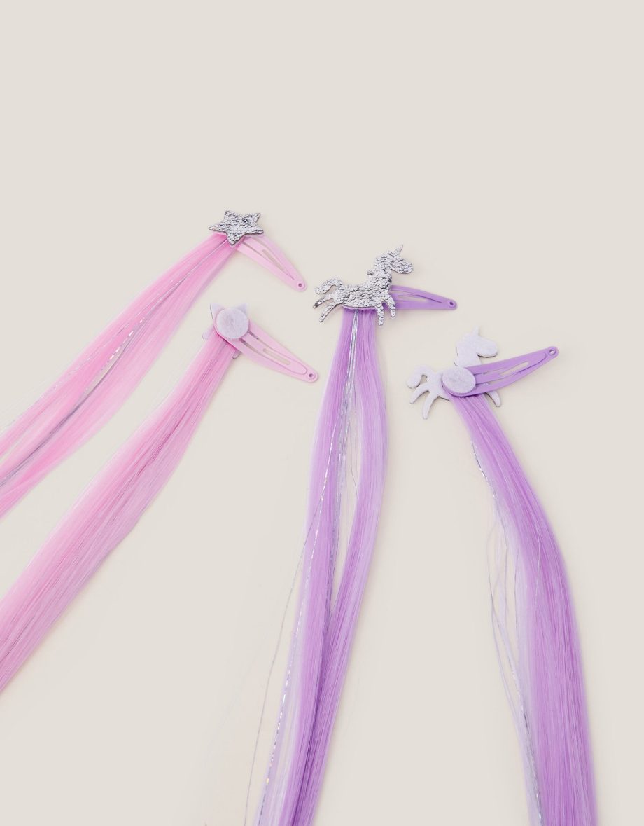4-pack unicorn faux hair clips