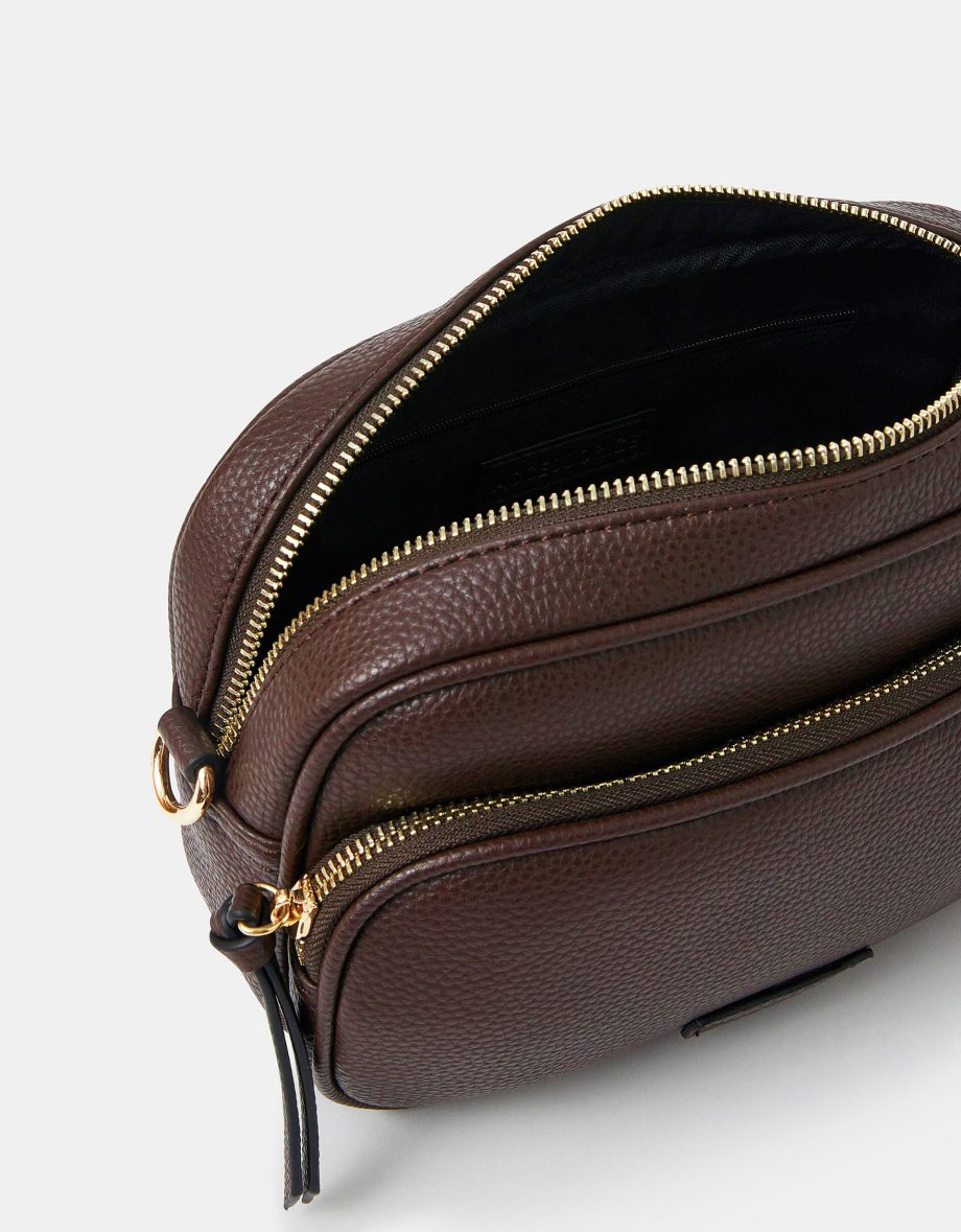 DOUBLE ZIP CAMERA BAG BROWN