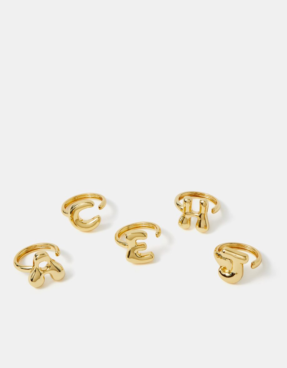 14CT GOLD-PLATED BUBBLE INITIAL RING GOLD