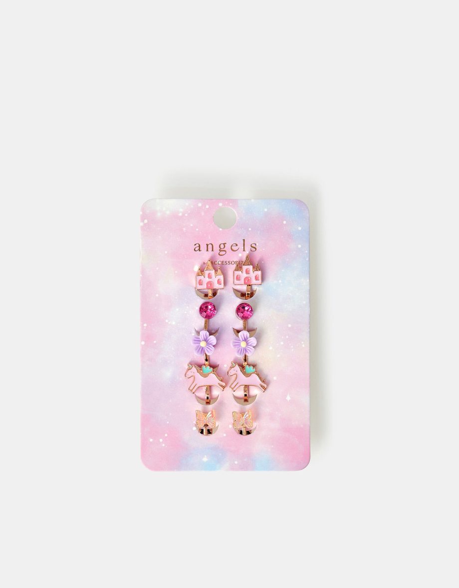5-PACK GIRLS FAIRY TALE CLIP-ON EARRINGS