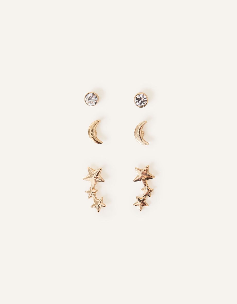 CELESTIAL STUD EARRINGS SET OF THREE