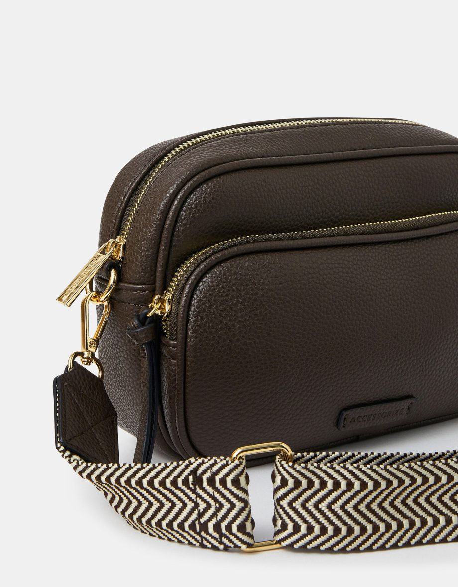 DOUBLE ZIP CAMERA BAG BROWN