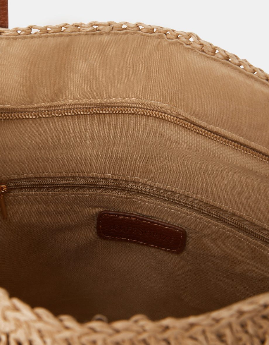 STRIPE WOVEN RAFFIA TOTE BAG