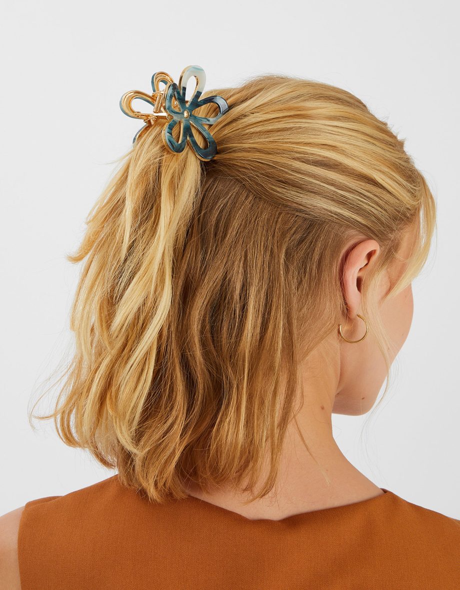 CUT OUT RESIN FLOWER CLAW CLIP