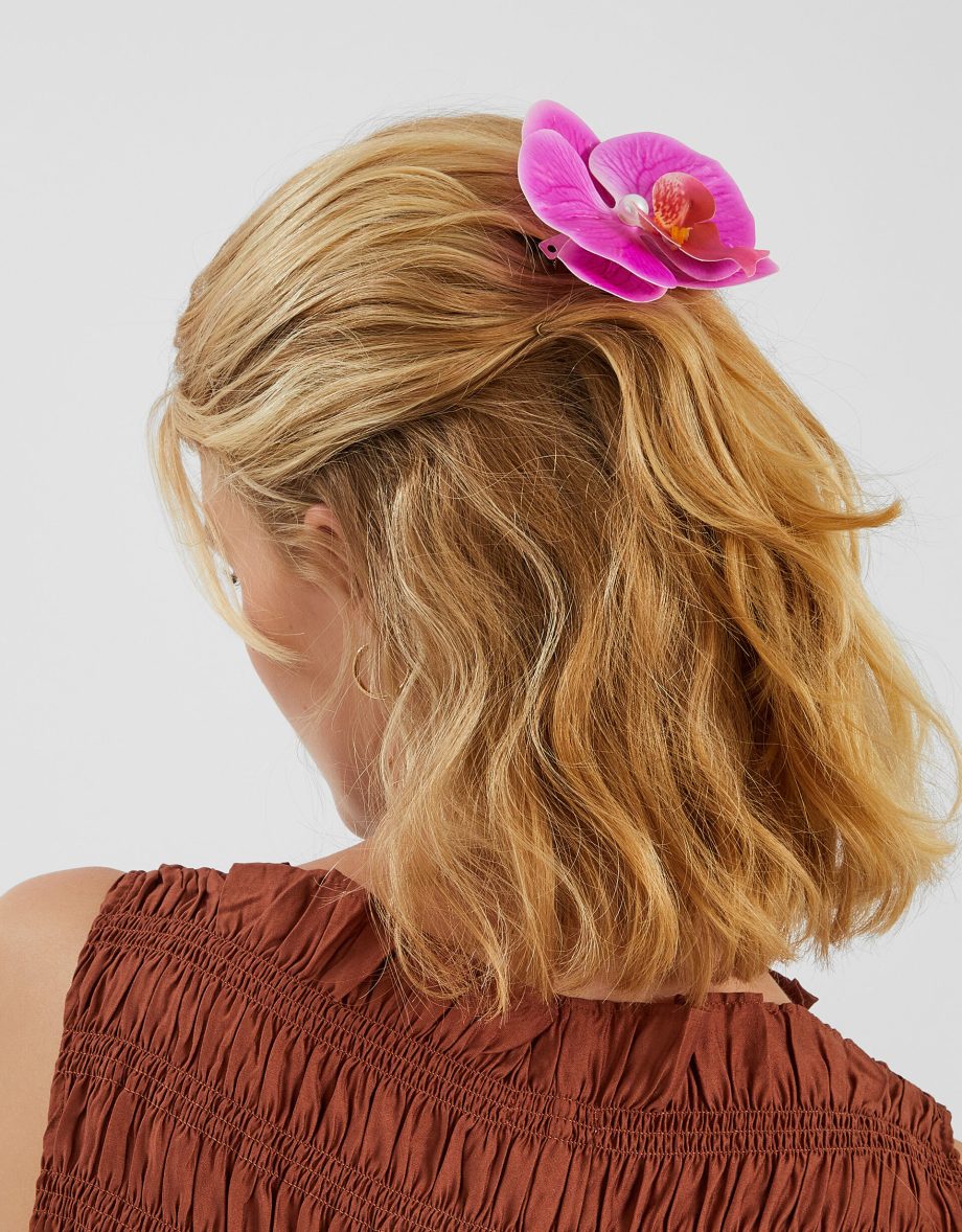 ORCHID FLOWER BARRETTE HAIR CLIP