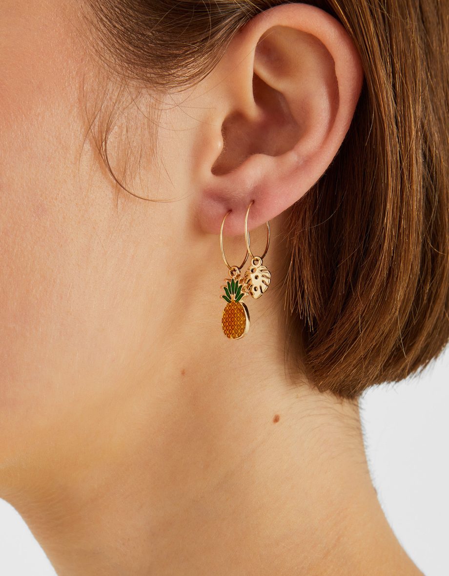 3-PACK TROPICAL CHARM HOOP EARRINGS