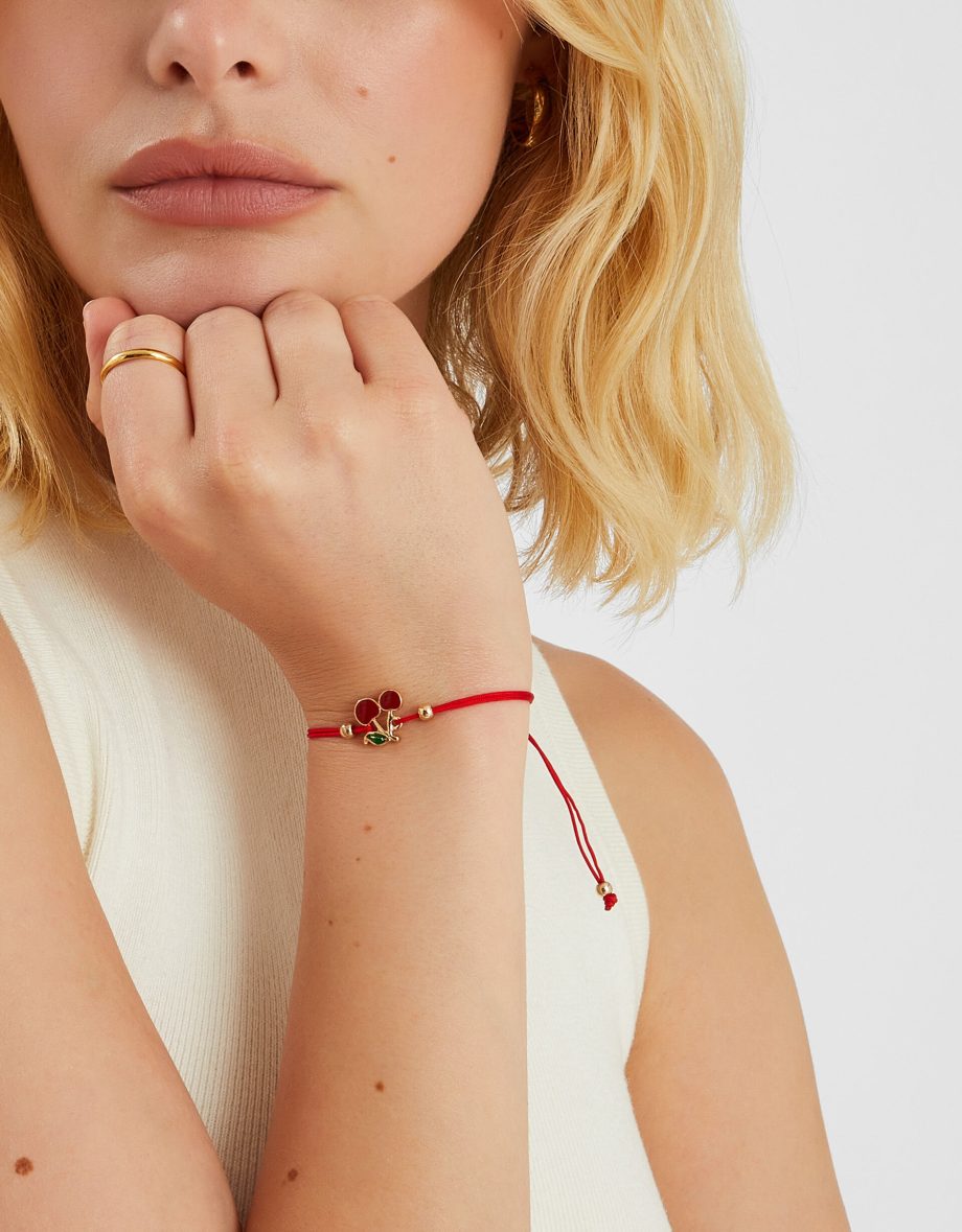 CHERRY CHARM CORD BRACELET