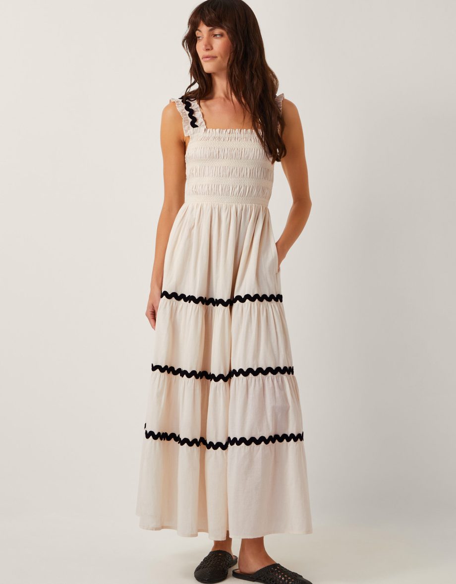 Tabitha sleeveless smocked midi dress ivory