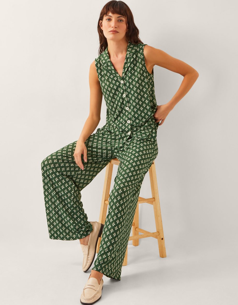 Daisey geometric sleeveless top green