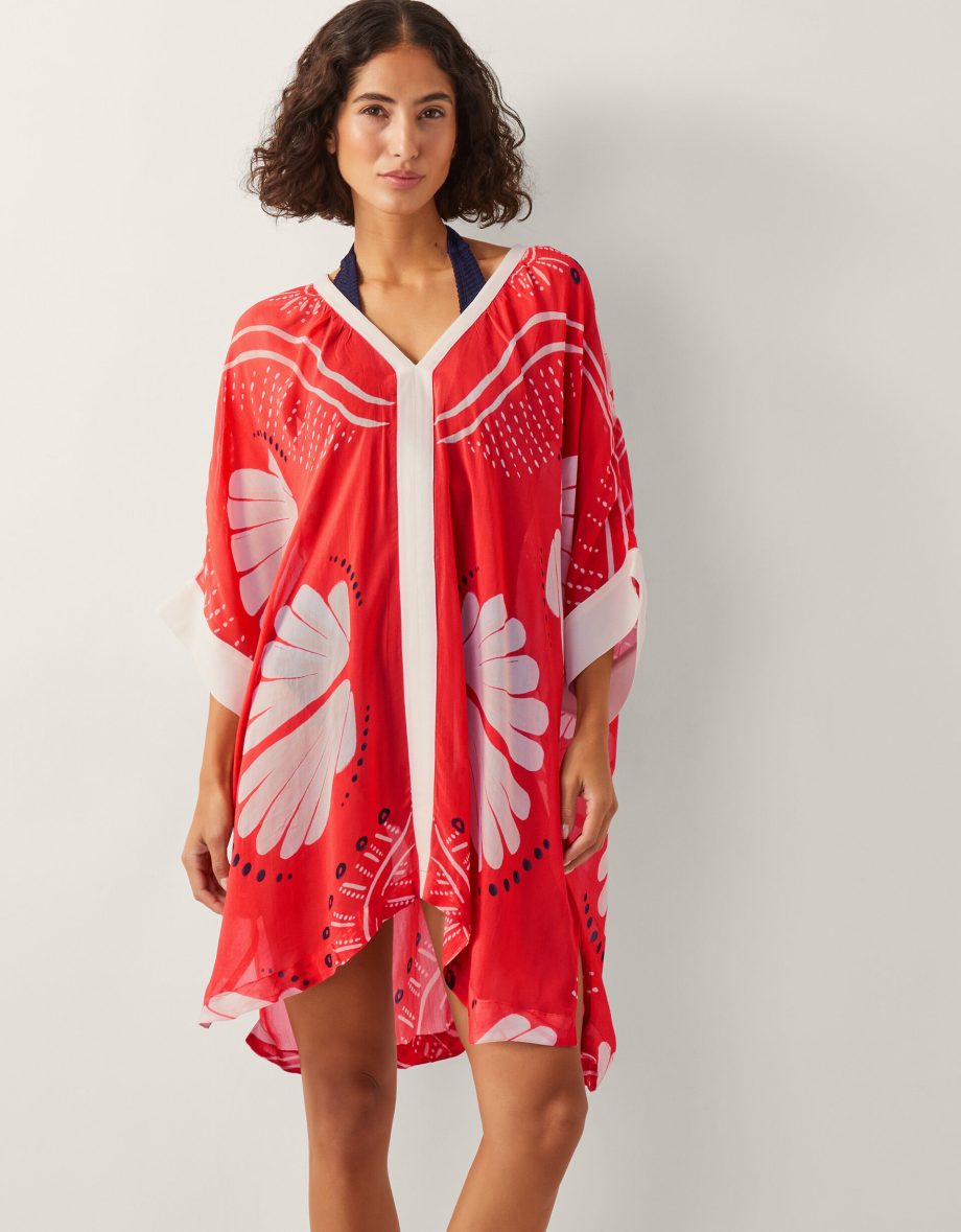 Nara shell print mini kaftan orange