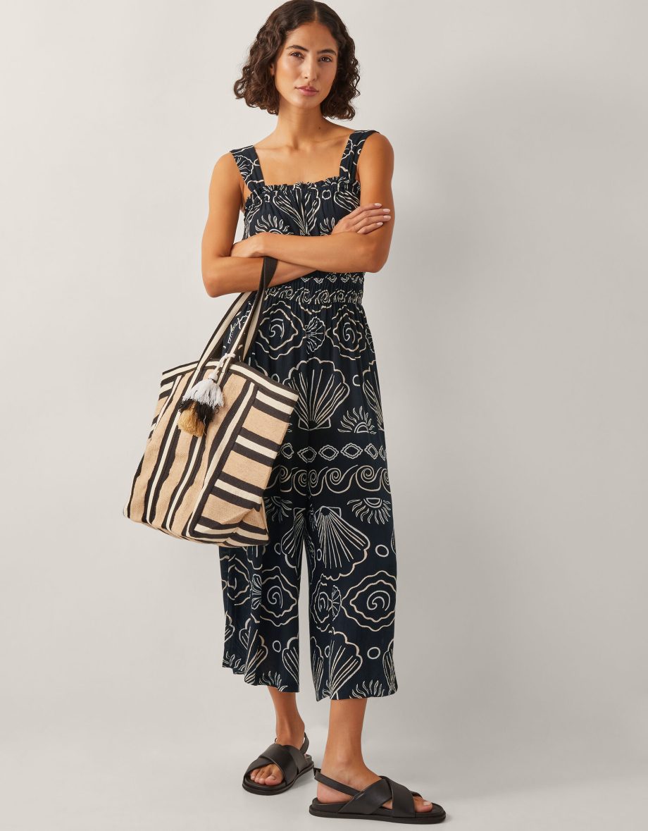 Macie sleeveless shell print jumpsuit black