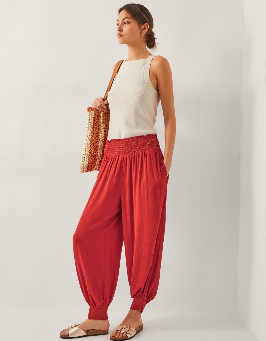 Reese shirred harem trousers orange