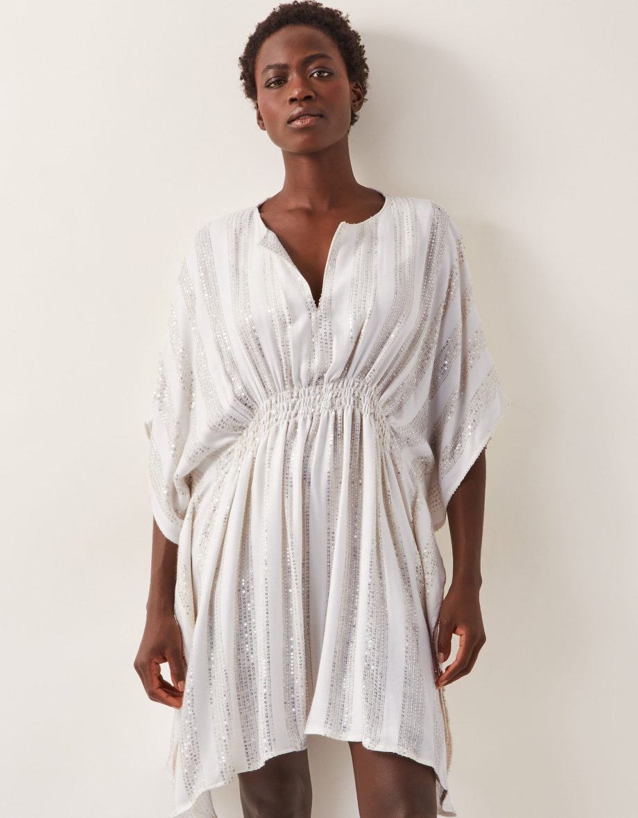 Sana sequin embellished kaftan ivory