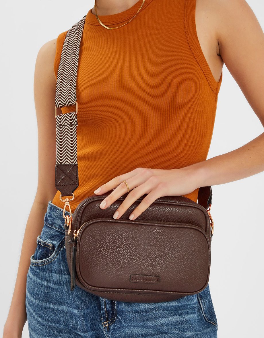 DOUBLE ZIP CAMERA BAG BROWN