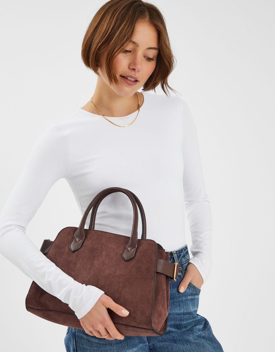 SUEDETTE BOWLER BAG