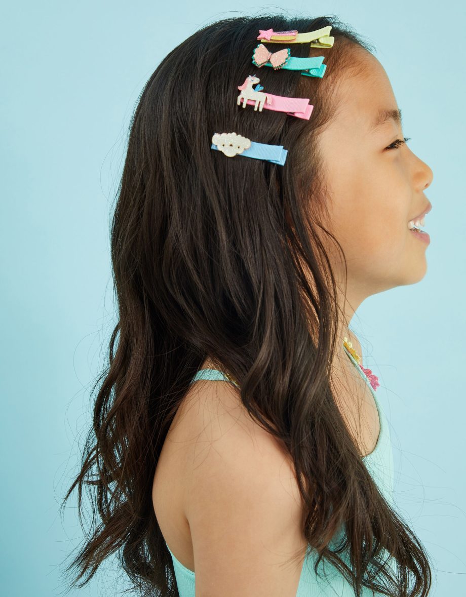 4-PACK GIRLS UNICORN SALON HAIR CLIPS