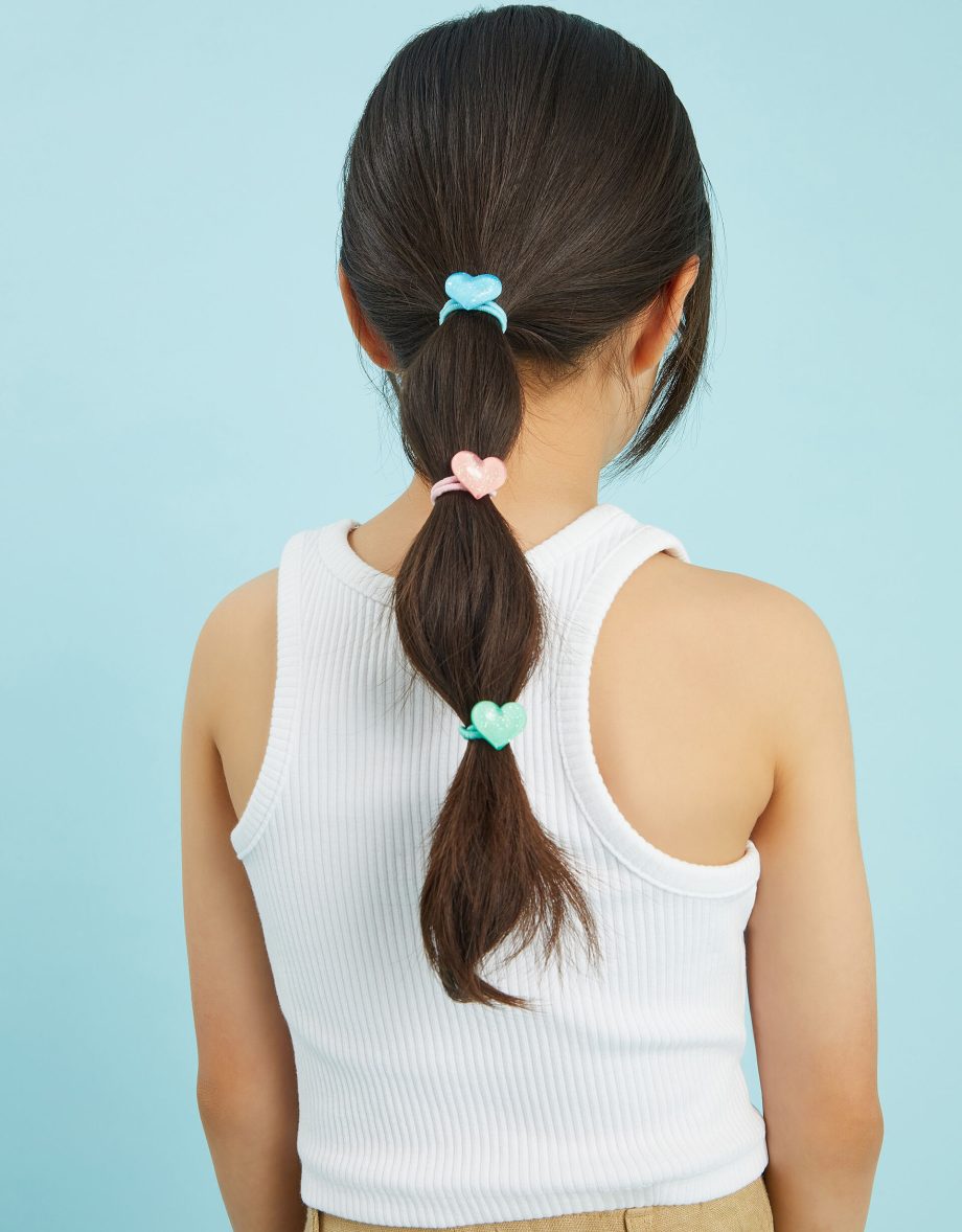 6-PACK GIRLS GLITTER HEART HAIR BANDS