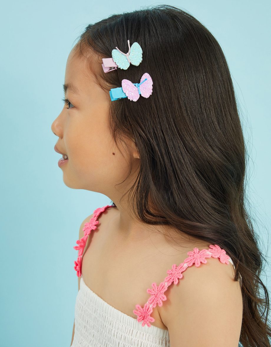 4-PACK GIRLS SPARKLE BUTTERFLY HAIR CLIPS
