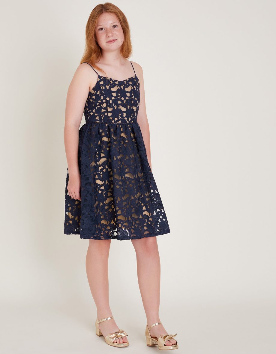Mabel lace strappy prom dress blue