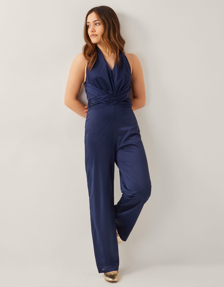 Tia twist sleeveless jumpsuit blue