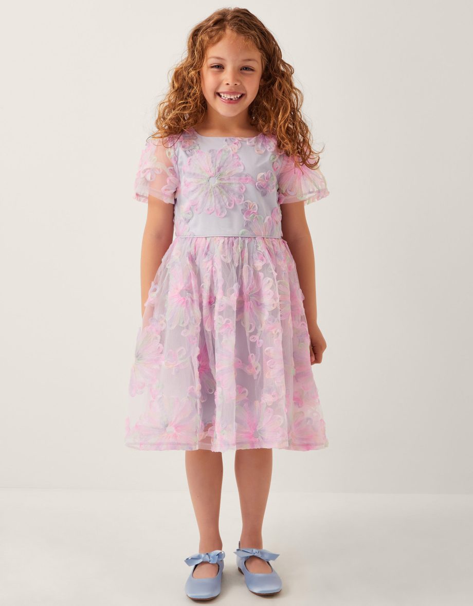 Haisley appliqué flower tulle dress multi