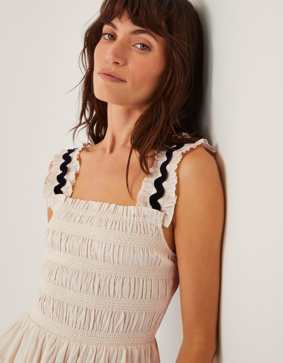 Tabitha sleeveless smocked midi dress ivory